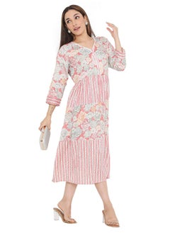 Buy SHORT PRINTED VISCOSE ELEGANT PRINTED ARABIC KAFTAN JALABIYA DRESS in Saudi Arabia