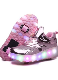 Buy LED Flash Light Fashion Shiny Sneaker Skate Shoes With Wheels And Lightning Sole 33 in Saudi Arabia