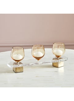 اشتري Suave Glass 3-Votive Candle Holder with Acrylic Base 33 x 12.5 x 8 cm في الامارات