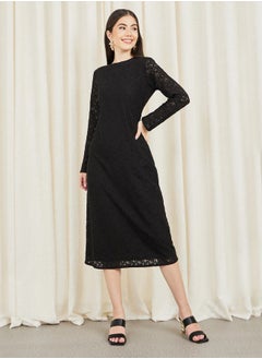 Buy All Over Lace Sheath Midi Dress in Saudi Arabia