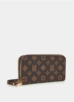 Buy Monogram Print Wallet Zip Around Wallet in Saudi Arabia