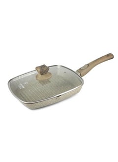 Buy Grill pan Non-stick Granite Coating with lid Detachable handle, Square Grill Pan for Large Cooking Surface in UAE