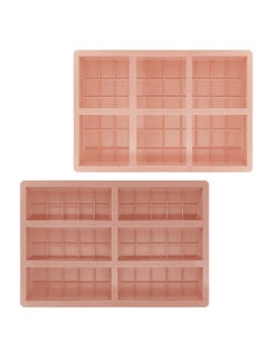 Buy Silicone 2 Pieces Rectangular and Square Shaped Chocolate Bar Molds Non-Stick Candy Baking Pan Set in UAE