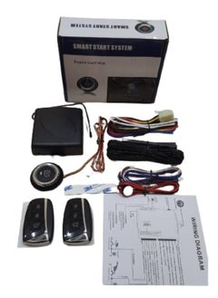 Buy 12V Car Passive Keyless Entry System PKE Engine Starter Push Button Vehicles Start/Stop Kit Safe Lock with 2 Smart Key in UAE