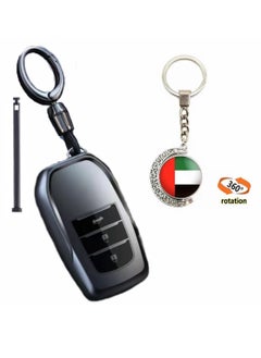 Buy OUYoo Soft TPU Titanium gray Cover Compatible with Toyota Fortuner, Hilux, Innova Crysta, Fortuner Legender, Innova HyCross, Land Cruiser 2B/3B Smart Key，With a 360-degree rotating UAE flag keychain. in UAE