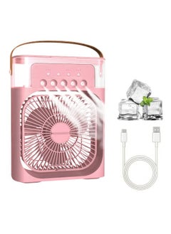 Buy Portable Air Conditioning Fan, 600ml Personal Cooler USB Water Tank, Mini Humidifying Fan with 7 Color LED Light, 3 Timer, 3 Air Speeds, 3 Spray Modes for Office and Home (Pink, Pack of 1) in Egypt