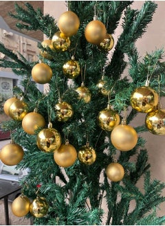 اشتري Christmas Ball Ornaments Gold 30 Pcs Small Shatterproof Christmas Tree Decorations Xmas Tree Christmas Ornaments Balls with Hanging Loop for Wedding Holiday Party Wreath Home Decor Two shapes في مصر