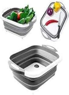 اشتري Delidge Foldable Cutting Board Chopping Blocks Tool Silicone Drain Cutting Board Basket Dish Tub with Draining Plug Fruit Washing Basket في مصر