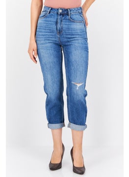 Buy Women Regular Distressed Non Stretchable Jeans, Blue in Saudi Arabia