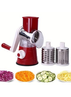 Buy Multifunctional Rotary Grater Vegetable Cutter, Kitchen Manual Food Grater with 3 Interchangeable Blades, Easy to Clean Rotary Grater Slicer for Fruit, Vegetables, Nuts in Saudi Arabia