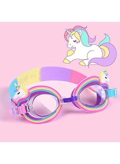 Buy Kids Swim Goggles, Anti Fog No Leak UV Protection Wide View Swim Goggles for Age 3-16 Boys Girls (Unicorn) in UAE