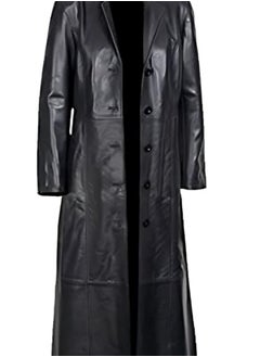 Buy Men's Trench Black Full Body Genuine Leather Coat - Duster Overcoat Sheepskin Leather Long Coat - Glossy Coat Men in UAE