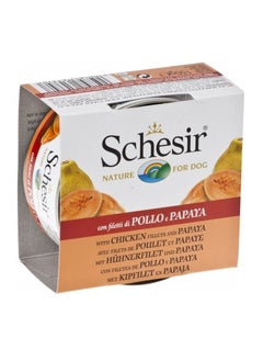 Buy Schesir Dog Wet Food-Chicken Fillets With Papaya 150G in UAE