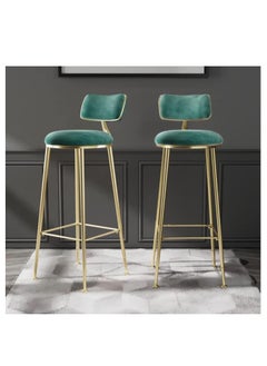 Buy Bar Stool,Chair Stool High Bar Chair,2 Pcs Metal Legs Heavy Duty Barstools with Backs,Flannel Upholstered Counter High Chair for Kitchen, Restaurant,Coffee (Green-2pcs) in Saudi Arabia