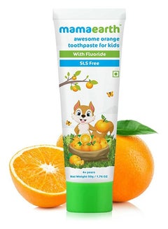 Buy Mamaearth Natural Toothpaste, Orange Flavour, SLS Free, with 750 PPM Fluoride, 4+ Years, Plant Based (50 GM) in UAE