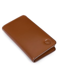 Buy Long Wallet for Men 100% Genuine Leather with RFID Protection Tan in UAE