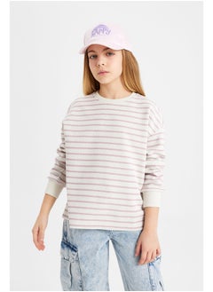 Buy Girl Relax Fit Crew Neck Long Sleeve Knitted Sweat Shirt in Egypt