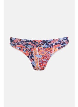 Buy Women Floral Print Bikini Bottom, Blue Combo in Saudi Arabia