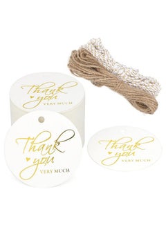 Buy Highend Metallic Gold Thank You Tag100Pcs Gift Tags With String For Wedding Birthday Baby Shower Party Favor Thank You Very Much (White) in Saudi Arabia