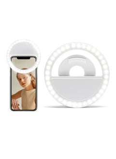 اشتري Mini Clip on Selfie Ring Light White with 36 LED for Smart Phone Camera[Rechargeable] في الامارات