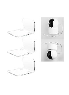 اشتري Acrylic Floating Wall Shelves Set of 3 for Security Cameras, Baby Monitors, Speakers, Universal Small Wall Shelf with Cable Clips, 10-Piece Strong Tapes, No Drill, Clear في السعودية