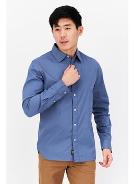 Buy Men Classic Fit Solid Long Sleeves Casual Shirt, Stone Blue in Saudi Arabia