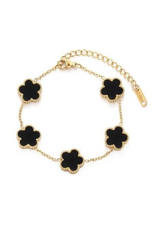 Buy Fayrouz Jewelry 18K Gold Plated Stainless Clover Flower Design Lucky Bracelet for Women, Fashion Four Leaf Flower Bracelets in Egypt