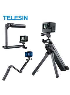 Buy TELESIN 4 ways Selfie Stick with Tripod Hand Grip Pole for GoPro Hero Insta360 DJI Action Smart Phone Action Camera Accessories in Saudi Arabia