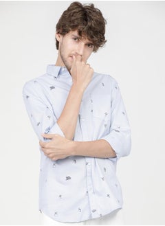 اشتري All Over Print Slim Fit Shirt with Long Sleeves في السعودية