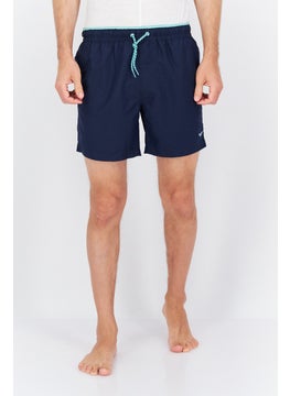 اشتري Men 2 Pc Brand Logo Drawstring Board Shorts, Navy/Black في الامارات