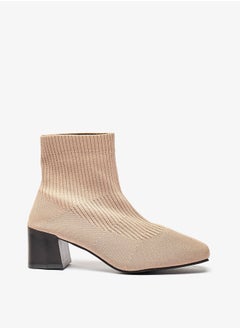 Buy Women's Ribbed Slip-On High Cut Boots with Block Heels in Saudi Arabia