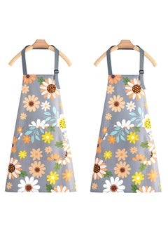 اشتري SYOSI 2 Pcs Kitchen Waterproof Aprons, Kitchen Aprons for Women Adjustable Floral Aprons with Pockets Kitchen Cooking Apron for Cooking, BBQ, Baking, Gardening, Household Cleaning, Restaurant في الامارات