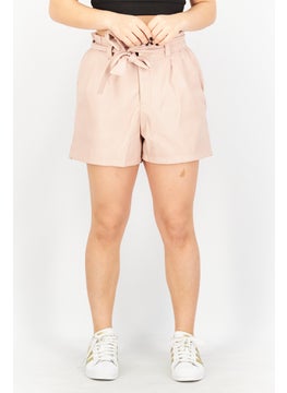 اشتري Women Belted Leather Basic Short, Pink في الامارات