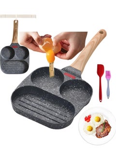 Buy 3 in 1 Nonstick Omelette Pan, 2 hole Visible Temperature Control Breakfast Pan, 3 Section Square Baking Pan, for Gas and Induction Cook Tops in Saudi Arabia