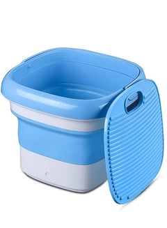 Buy Portable Mini Semi-Automatic Washing Machine Foldable Ultrasonic Underwear For Underwear Household Travel Dormitory Apartment Camping Blue in UAE