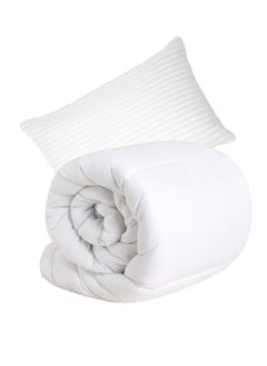 Buy Single Size Premium Quality Duvet Insert Cotton White 160 X 220Cm With 1 Piece Pillow in UAE