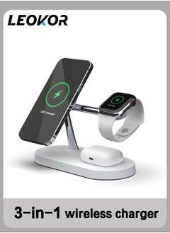 Buy 5-in-1 Magnetic Wireless Charging Stand with Touch Control Light, 15W Wireless Fast Charging Magnetic Phone Holder, Charging Station with Type C Fast Charging Interface Suitable for iPhone Series in Saudi Arabia