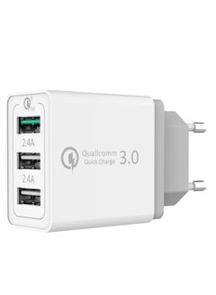 Buy Quick Charge USB 3.0 Wall Charger Plug Universal Travel Adapter Quick Smart Charging Power Port Compatible for iPad Pro, iPad mini, iPhone 13 Pro Max, Galaxy (EU Plug) in UAE