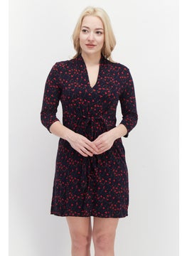 Buy Women Floral Pattern Mini Dress, Navy Combo in UAE