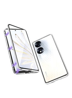 Buy Case for HONOR 90, with a magnetic adsorption front and rear tempered glass transparent case, 360 degree protective Anti Scratch cover in UAE