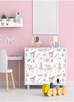 Buy Decorative Children's furniture sticker - Children's furniture sticker rockets and planets (4pieces 30x100cm per piece) in Egypt