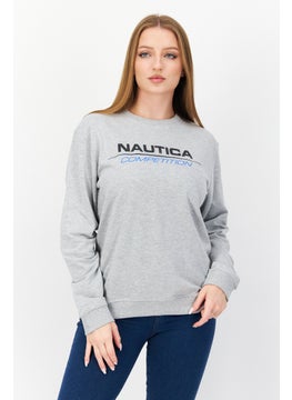 Buy Women Crew Neck Long Sleeve Brand Logo Sweatshirt, Grey Marl in UAE