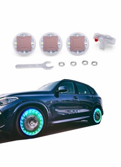 Buy Tire Valve Stem Caps,  4pcs Solar Car Wheel Tire Air Valve Cap Lights with Motion Sensors Colorful Flashing Led Tire Light Gas Nozzle for Car Bicycle Motorcycles in UAE