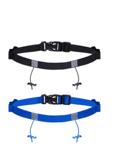 اشتري 2 Pieces Race Number Belt with 6 Gel Loops for Running Cycling Triathlon Marathon (Black and Blue) في الامارات