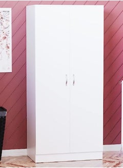 Buy Karnak 2 Door Wardrobe, White Shelf & Hanging Rail Wooden Bedroom Engineered Wood Storage Furniture White in UAE