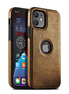 Buy iPhone 11 Case Luxury Vintage Premium Leather Back Cover Soft Protective Mobile Phone Case for iPhone 11 6.1" Brown in Saudi Arabia