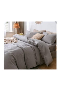 Buy Duvet cover and sheet set - 4 pieces, gray in Egypt
