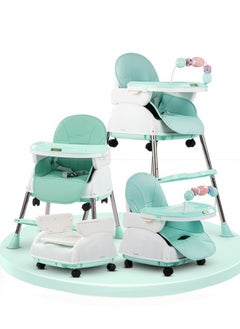 Buy 4 In 1 Nora Convertible High Chair For Kids With Adjustable Height And Footrest Baby Toddler Feeding Booster Seat With Tray Safety Belt Kids High Chair For Baby 6 Months To 4 Years Green in UAE