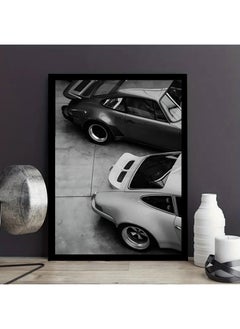 Buy Two Cars Design Wall Poster with Black Frame, Wall Arts Home Décor Photo Frames, 40x55 cm by Spoil Your Wall in UAE