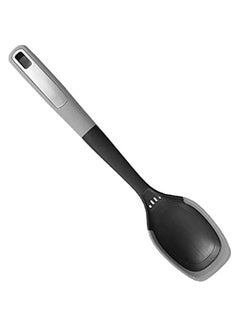 اشتري Silicone Kitchen Gadgets Multi-Functional Heat Resistant Nylon Cooking Gadget with Silicone Edge Utensils, Gray and Black, Solid Spoon في السعودية